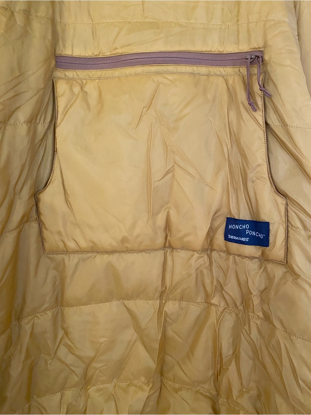 Thermarest Honcho Poncho synthetic insulated hooded mustard gold sample one size - Picture 3 of 7